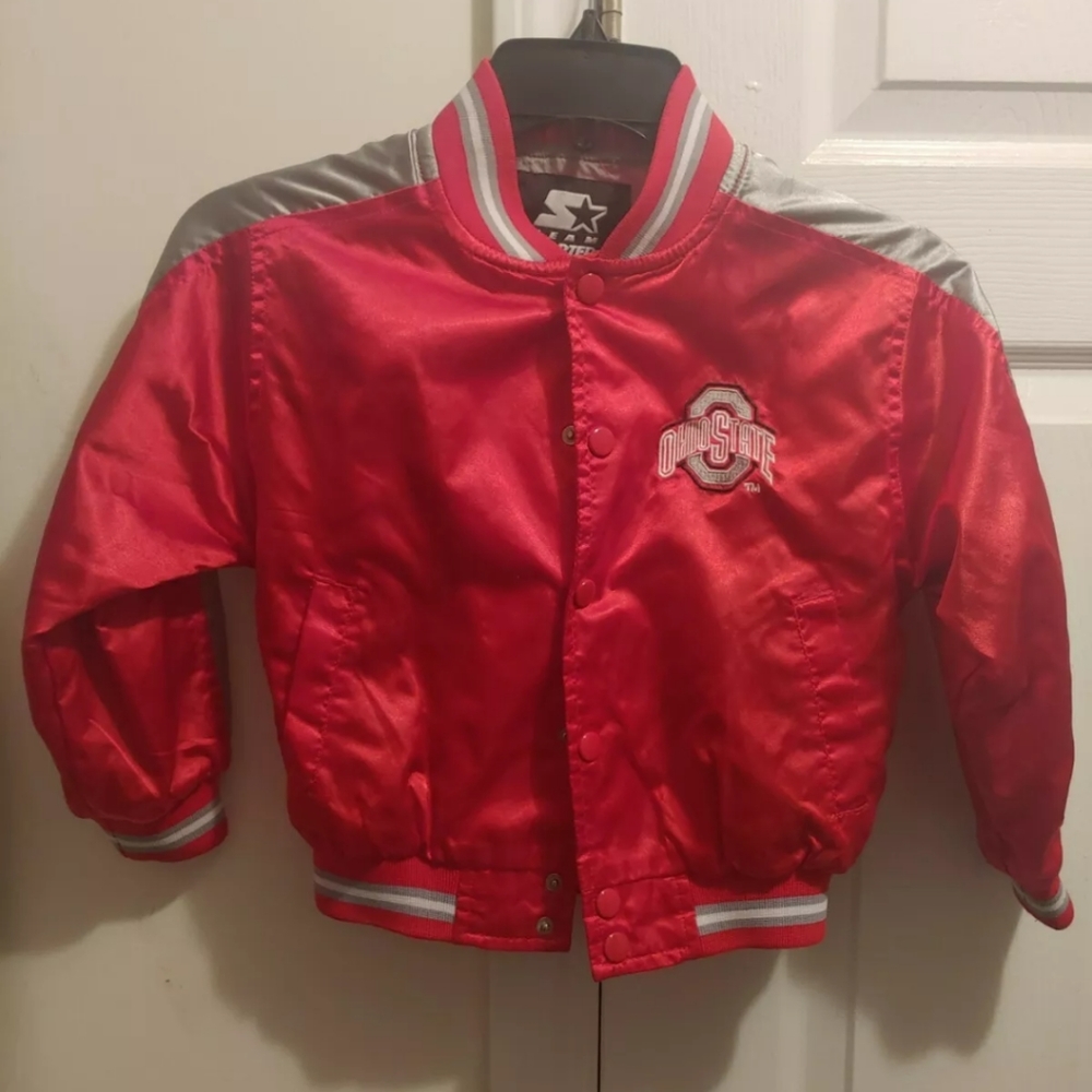 Ohio State Buckeyes Kids full Snap-On Varsity Letterman Bomber Starter Jacket - Picture 2 of 7